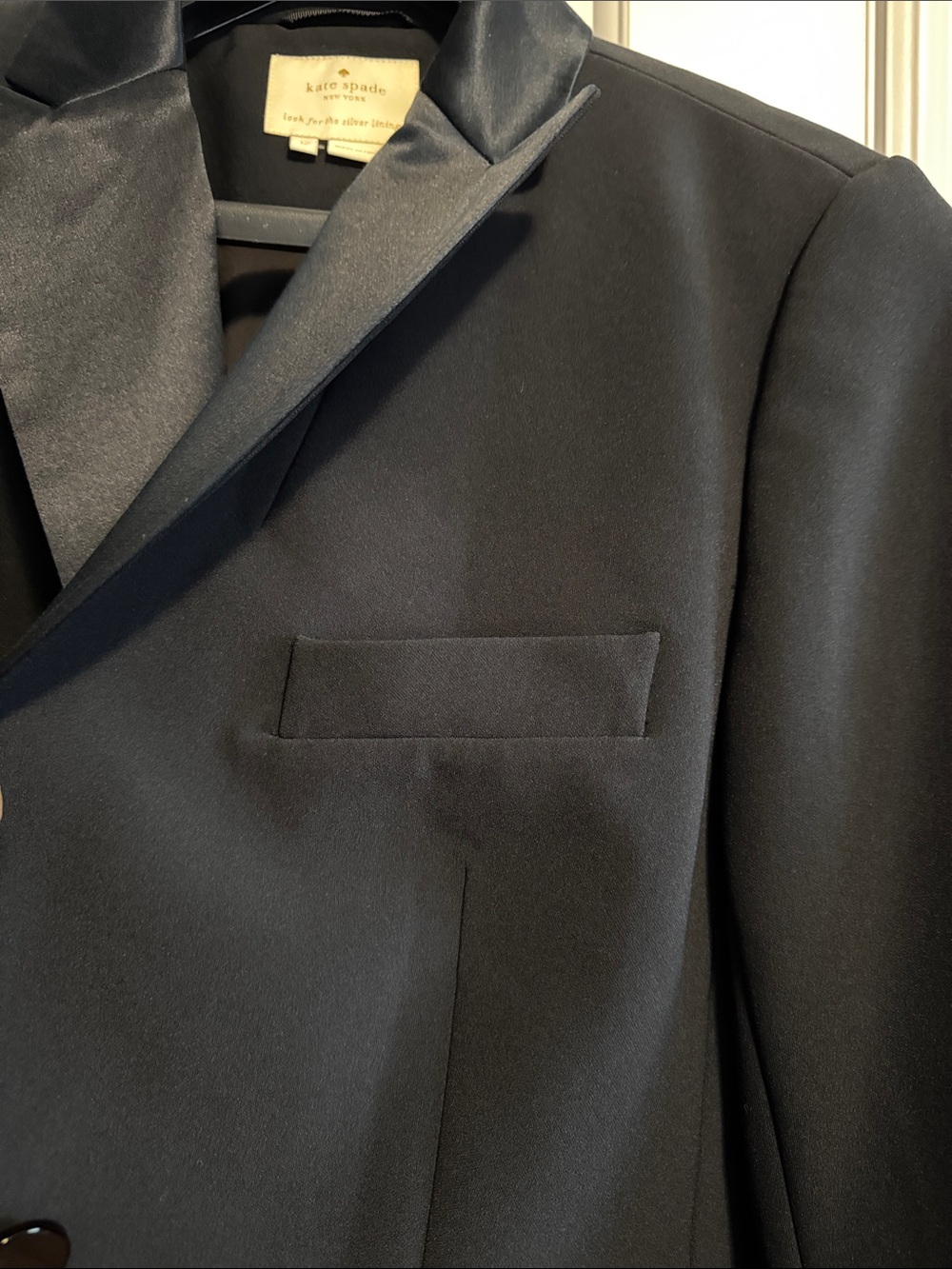 🖤kate spade 🖤Black Satin Lapel Blazer size 12 - Picture 5 of 15